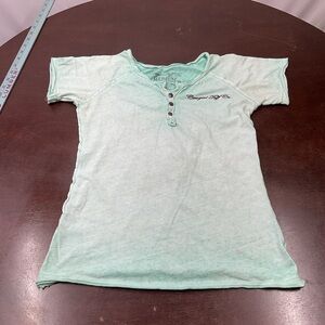 Cowgirl Tuff Mint Henley Top with Button Placket